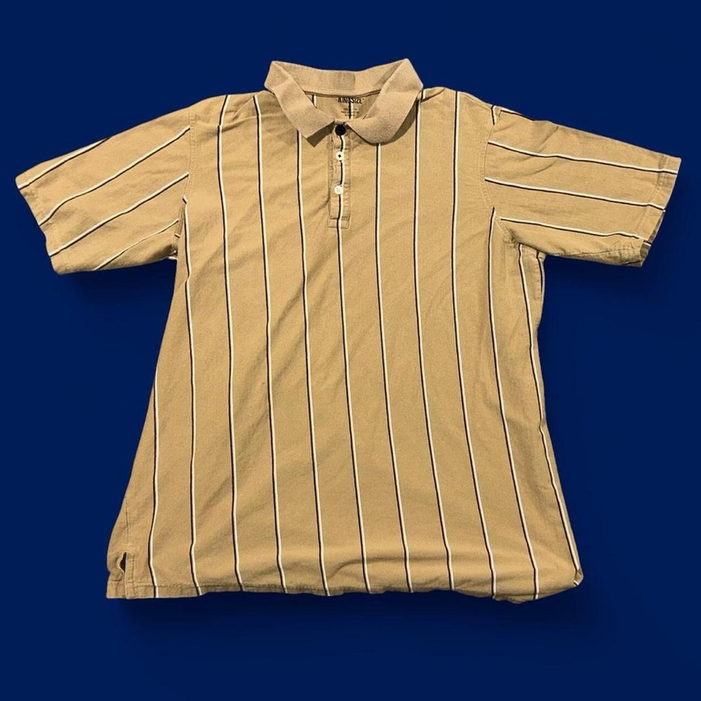 King Size Classic 80s/90s Grandpa Striped Knit Funky Golf Polo Cotton